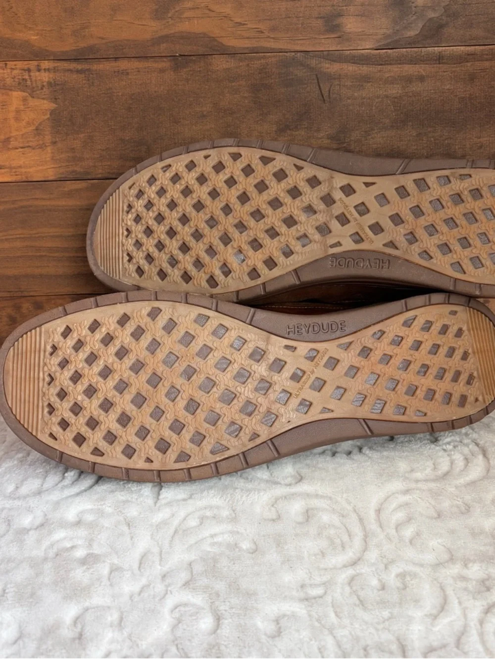 Hey Dude Wally Grip Moc Craft Leather Shoes Men Sz 15 Brown Slip On Comfort EUC - Picture 9 of 16